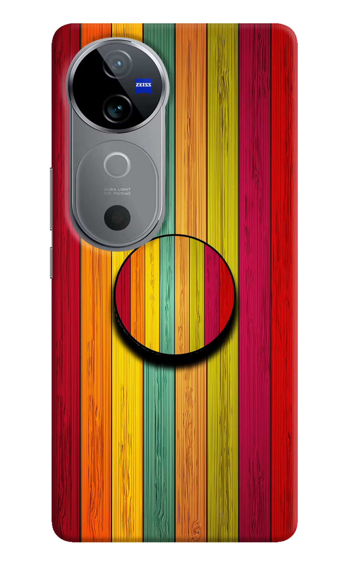 Multicolor Wooden Vivo V40 5G Pop Case by Casekaro
