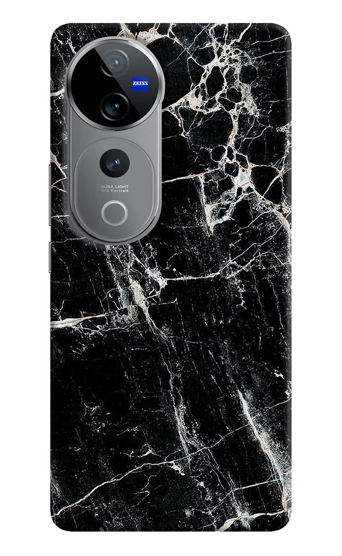 Black Marble Texture Vivo V40 Pro 5G Hard Case Back Cover by Casekaro