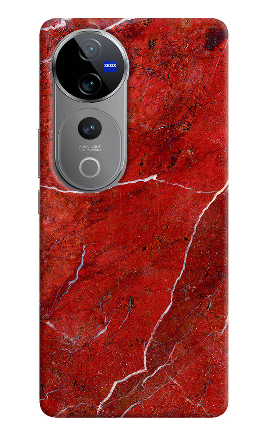 Red Marble Design Vivo V40 Pro 5G Hard Case Back Cover by Casekaro