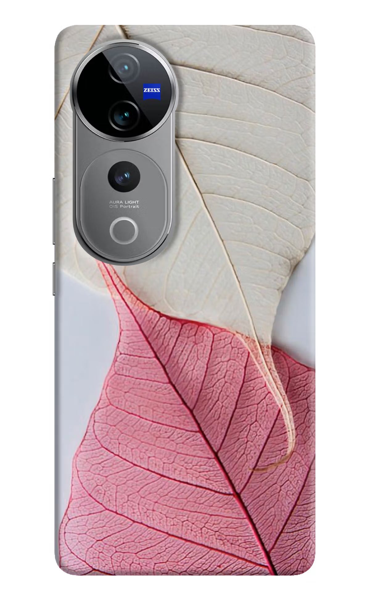 White Pink Leaf Vivo V40 Pro 5G Hard Case Back Cover by Casekaro
