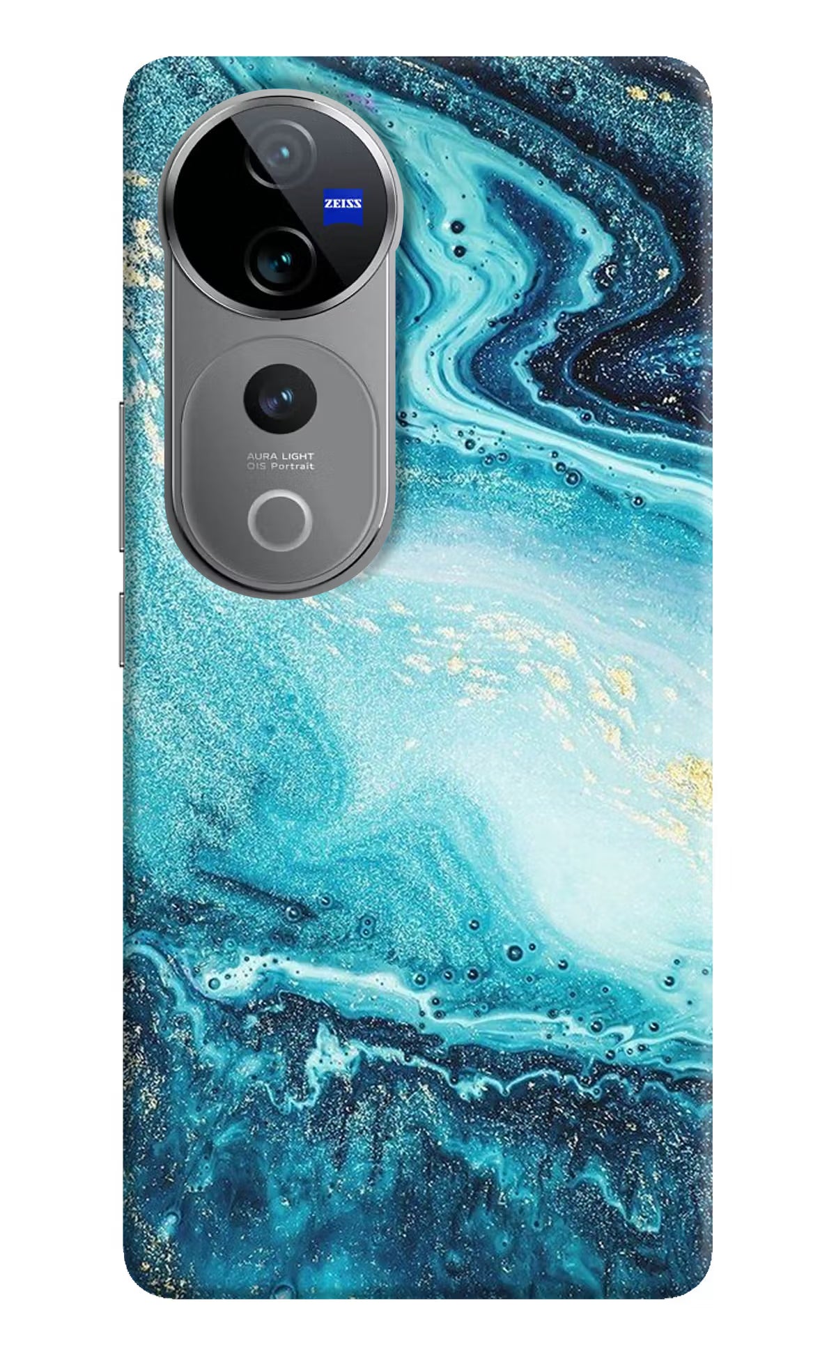 Blue Glitter Marble Vivo V40 Pro 5G Hard Case Back Cover by Casekaro