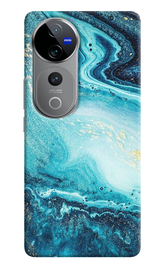 Blue Glitter Marble Vivo V40 Pro 5G Hard Case Back Cover by Casekaro