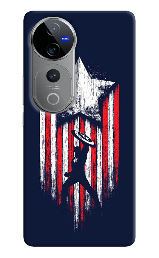 Captain America Marvel Art Vivo V40 Pro 5G Hard Case Back Cover by Casekaro