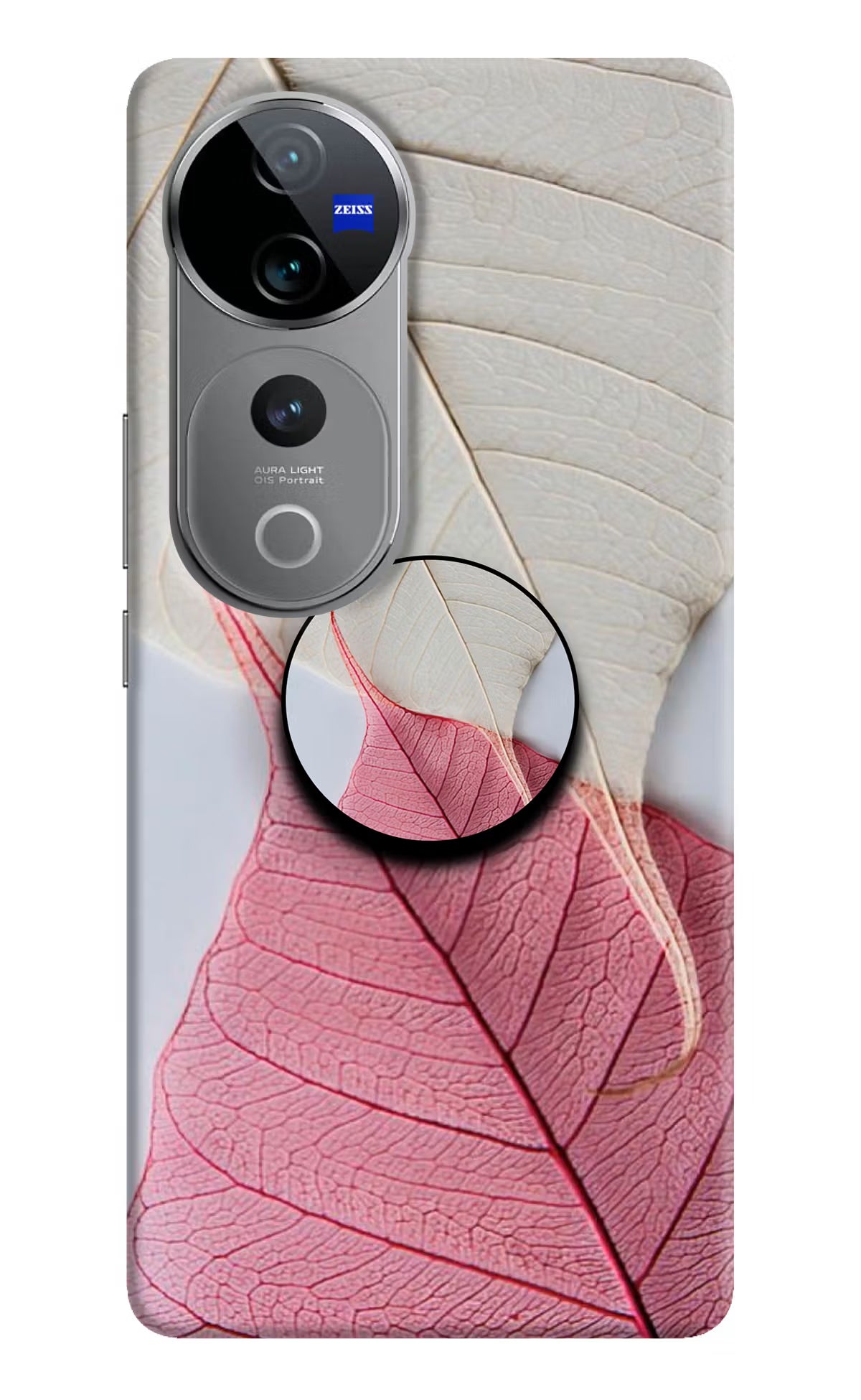 White Pink Leaf Vivo V40 Pro 5G Pop Case by Casekaro