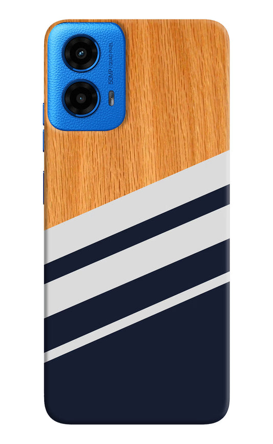 Blue and white wooden Moto G45 Hard Case Back Cover by Casekaro