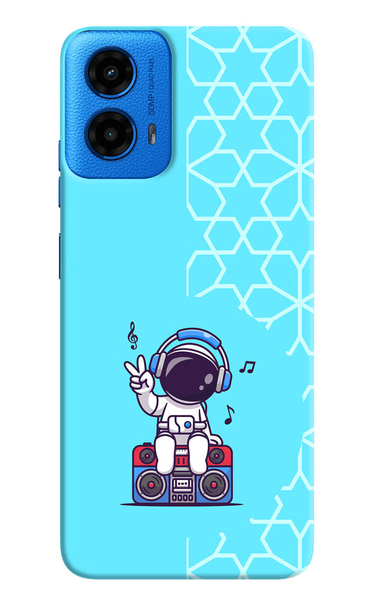 Cute Astronaut Chilling Moto G45 Hard Case Back Cover by Casekaro
