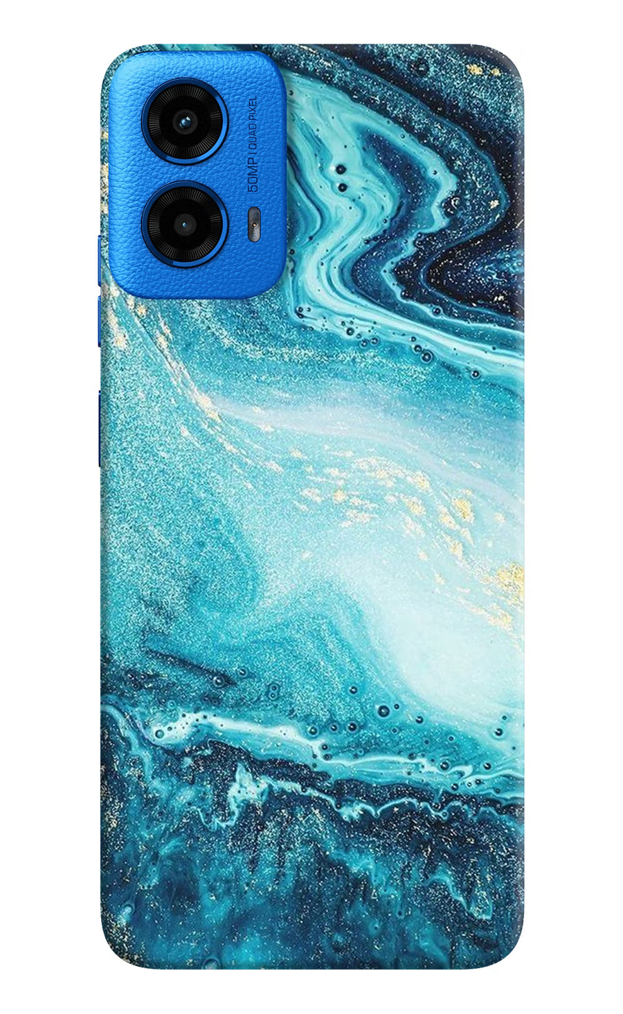 Blue Glitter Marble Moto G45 Back Cover, Hard case