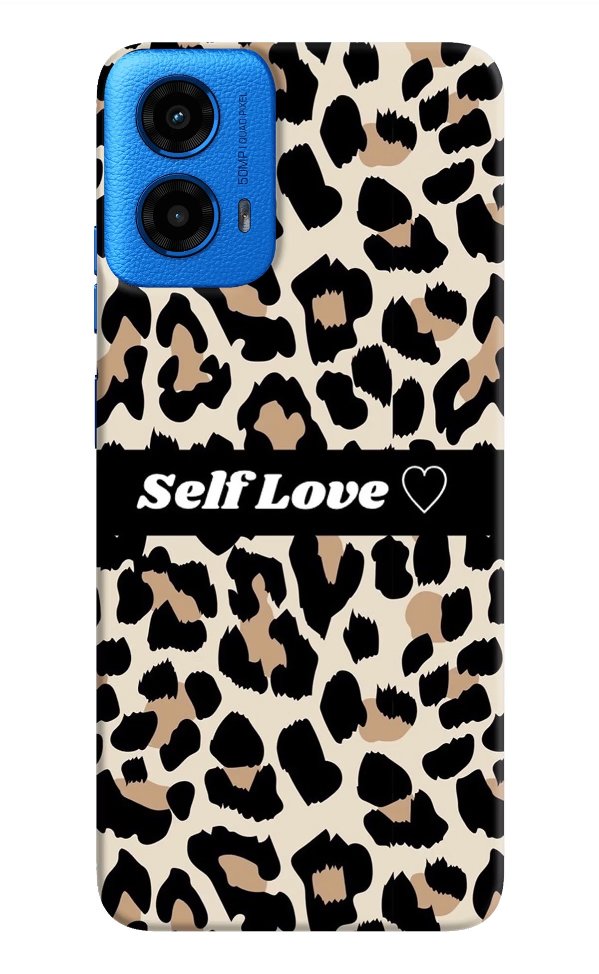 Leopard Print Self Love Moto G45 Hard Case Back Cover by Casekaro