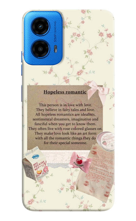 Hopeless Romantic Moto G45 Hard Case Back Cover by Casekaro