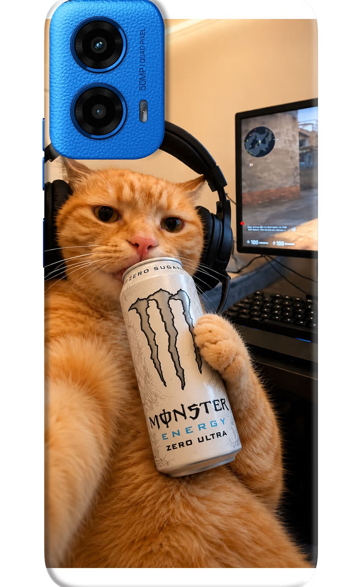 Gamer Cat Energy Moto G45 Back Cover