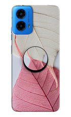 White Pink Leaf Moto G45 Pop Case by Casekaro