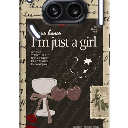I am just a girl Nothing Phone 2A Plus Hard Case Back Cover by Casekaro