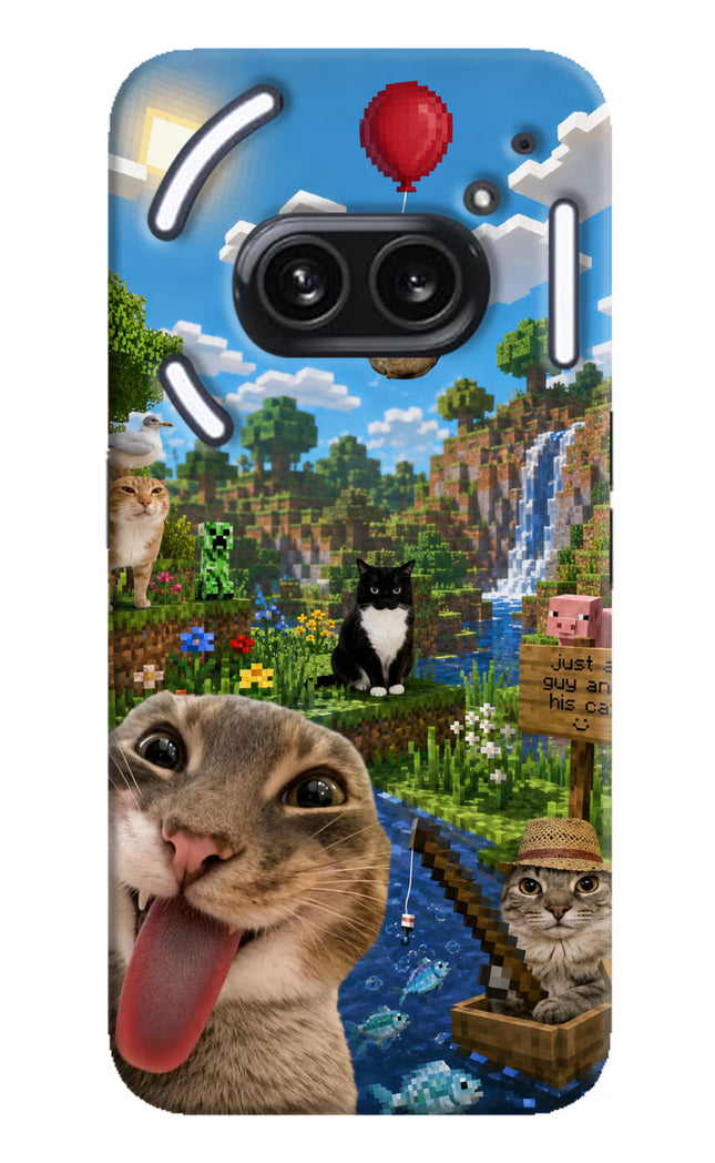Minecraft Cat Chaos Nothing Phone 2A Plus Hard Case Back Cover by Casekaro