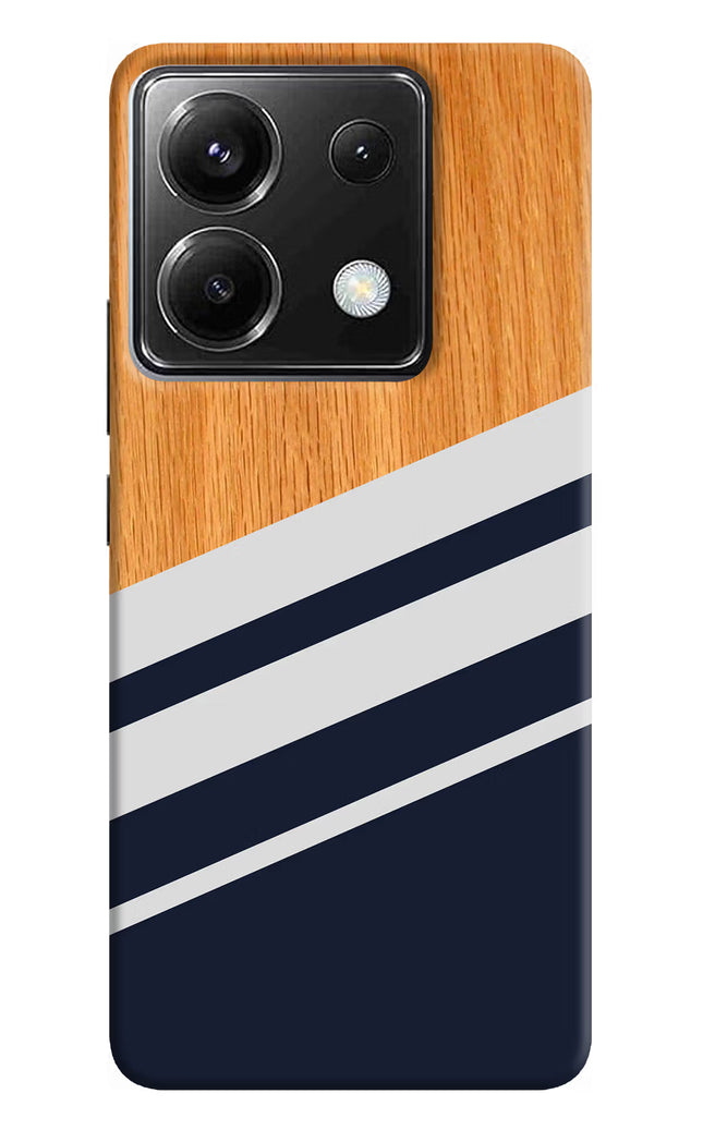 Blue and white wooden Poco X6 Hard Case Back Cover by Casekaro