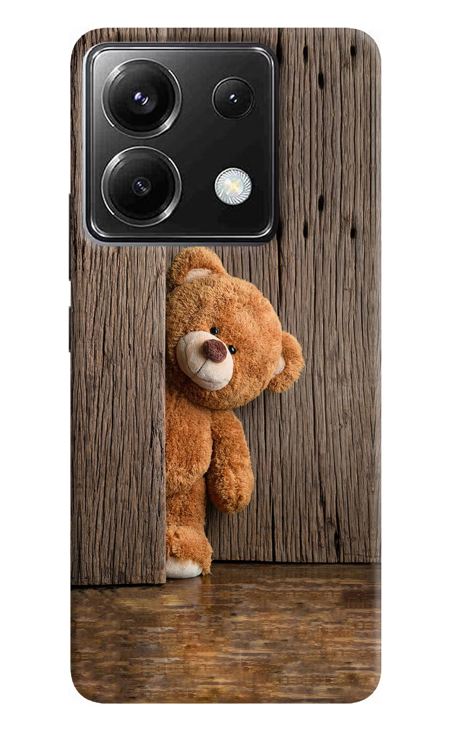 Teddy Wooden Poco X6 Back Cover, Hard case