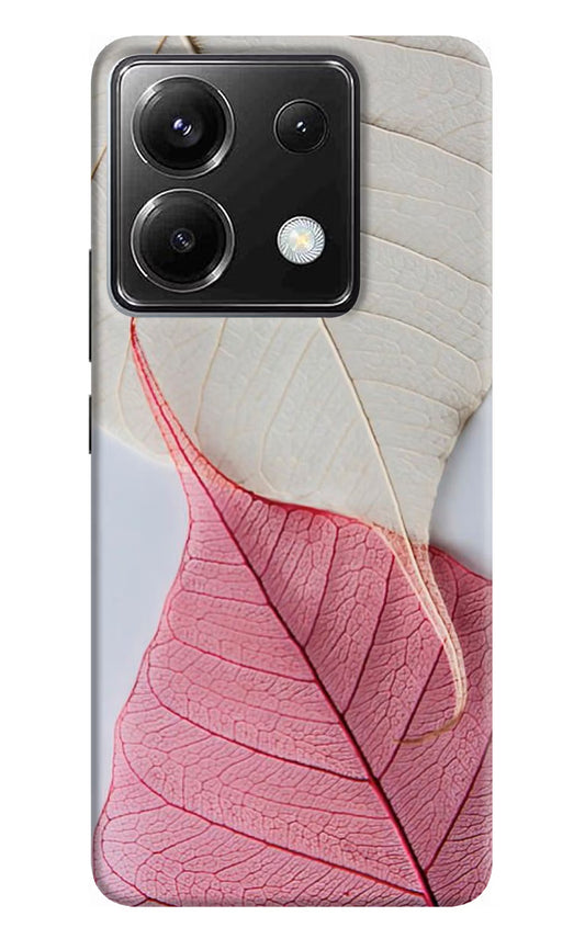White Pink Leaf Poco X6 Back Cover