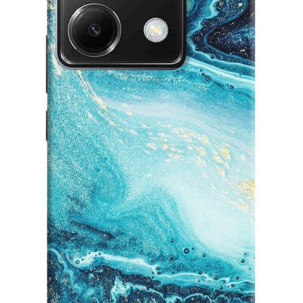 Blue Glitter Marble Poco X6 Hard Case Back Cover by Casekaro