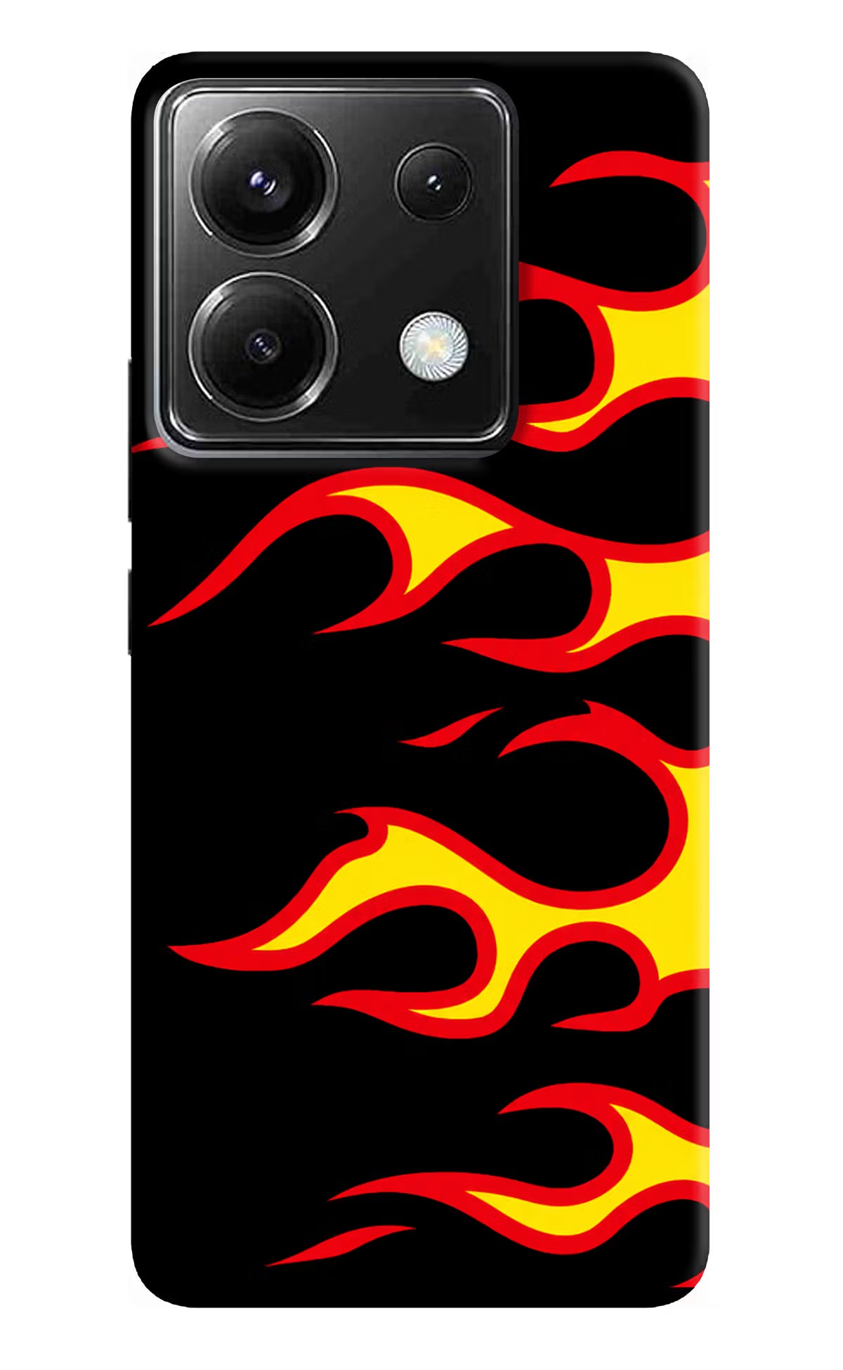 Side Sweep Flames Poco X6 Hard Case Back Cover by Casekaro