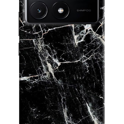 Black Marble Texture Poco X6 Pro Hard Case Back Cover by Casekaro