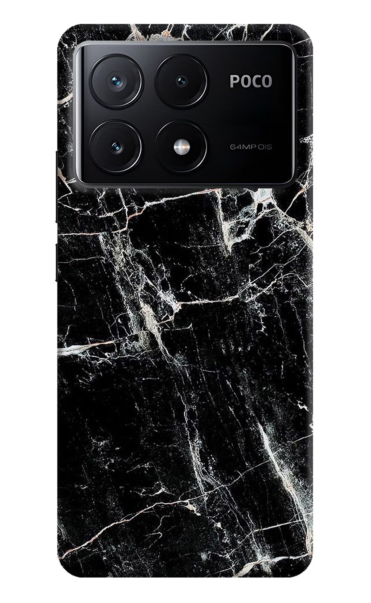 Black Marble Texture Poco X6 Pro Hard Case Back Cover by Casekaro