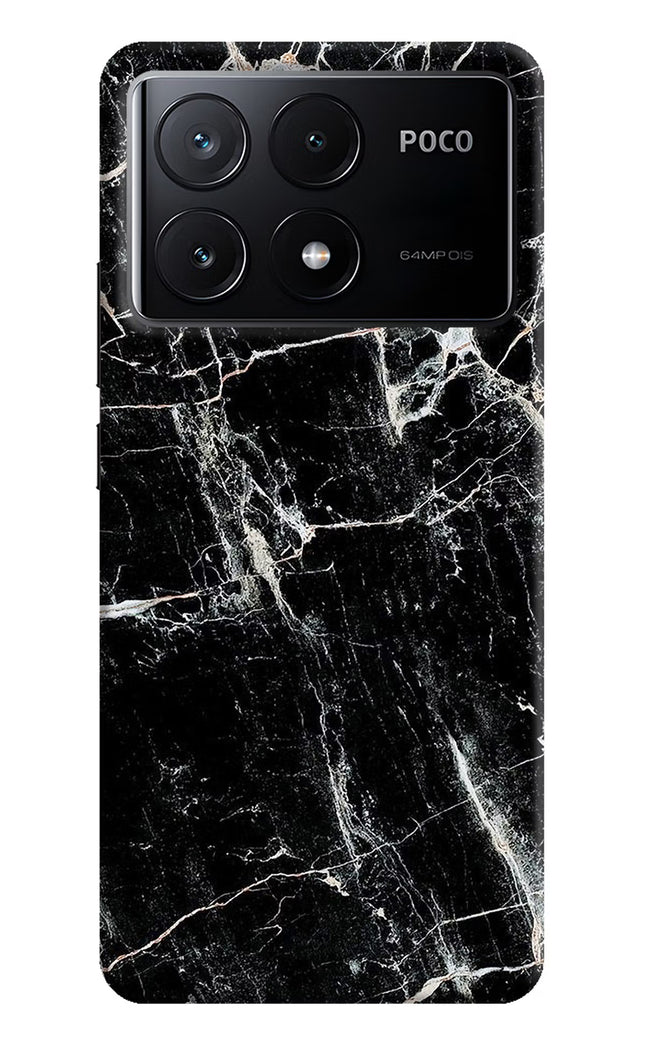 Black Marble Texture Poco X6 Pro Hard Case Back Cover by Casekaro