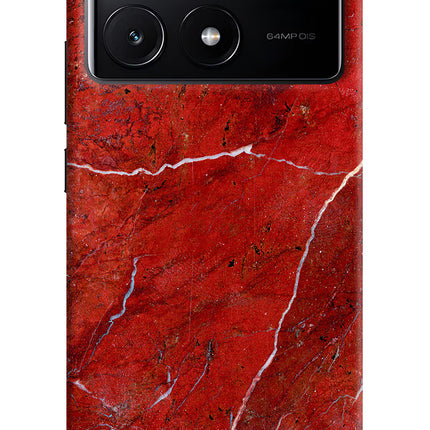Red Marble Design Poco X6 Pro Hard Case Back Cover by Casekaro