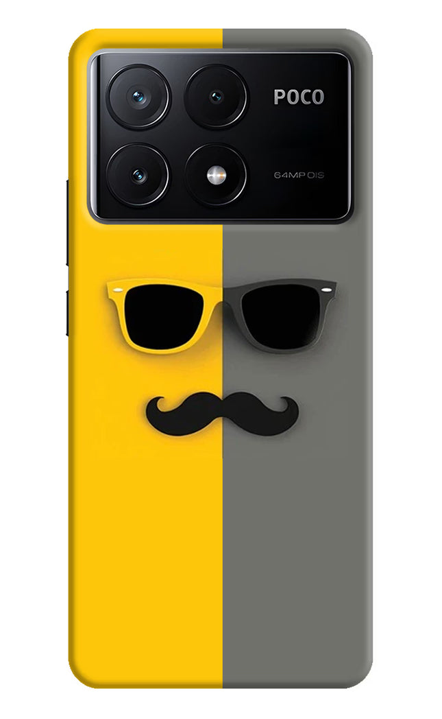 Sunglasses with Mustache Poco X6 Pro Hard Case Back Cover by Casekaro