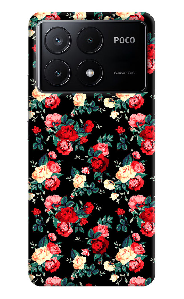 Rose Pattern Poco X6 Pro Hard Case Back Cover by Casekaro