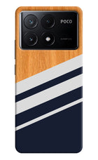 Blue and white wooden Poco X6 Pro Hard Case Back Cover by Casekaro