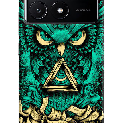 Green Owl Poco X6 Pro Hard Case Back Cover by Casekaro
