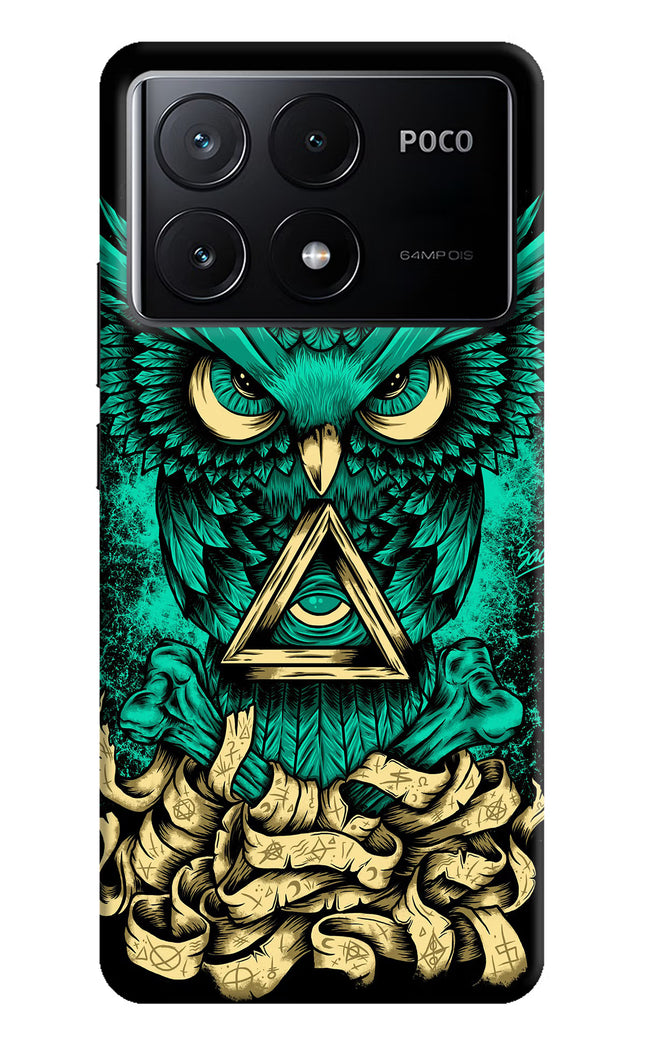 Green Owl Poco X6 Pro Hard Case Back Cover by Casekaro