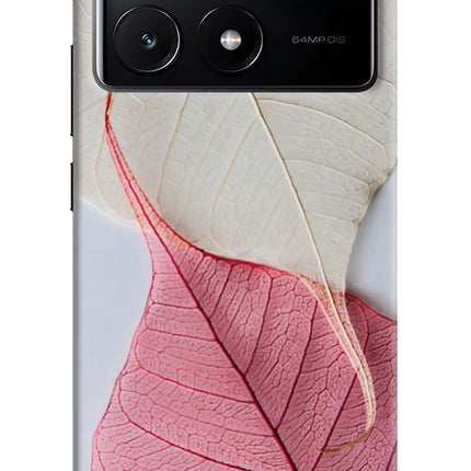 White Pink Leaf Poco X6 Pro Hard Case Back Cover by Casekaro
