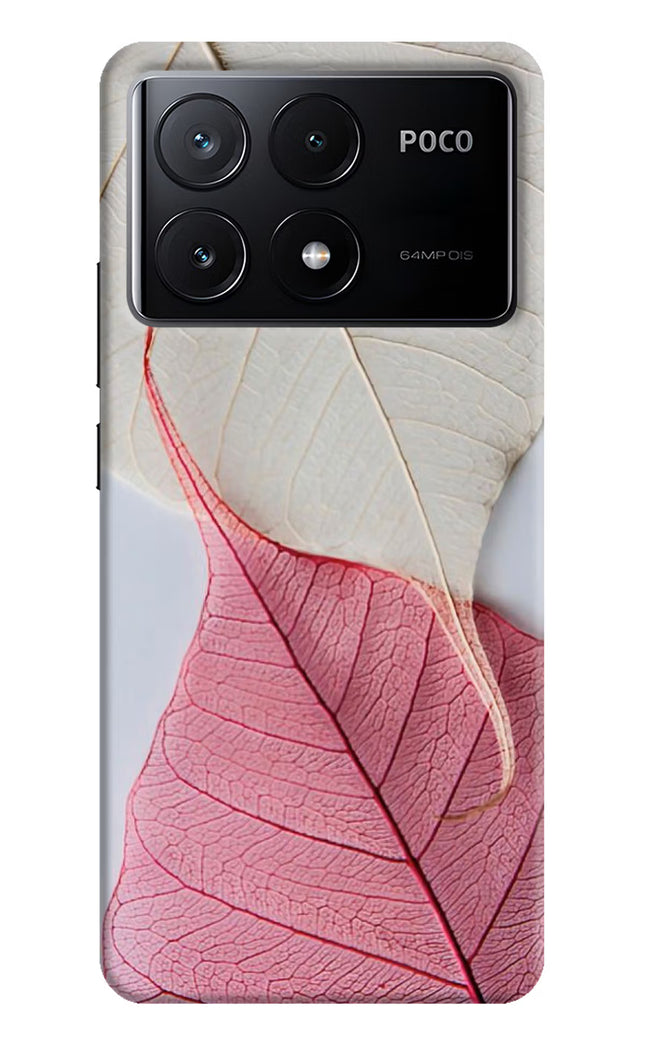 White Pink Leaf Poco X6 Pro Hard Case Back Cover by Casekaro