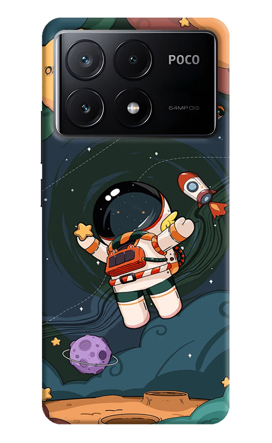 Cartoon Astronaut Poco X6 Pro Back Cover, Hard case