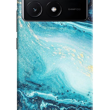 Blue Glitter Marble Poco X6 Pro Hard Case Back Cover by Casekaro