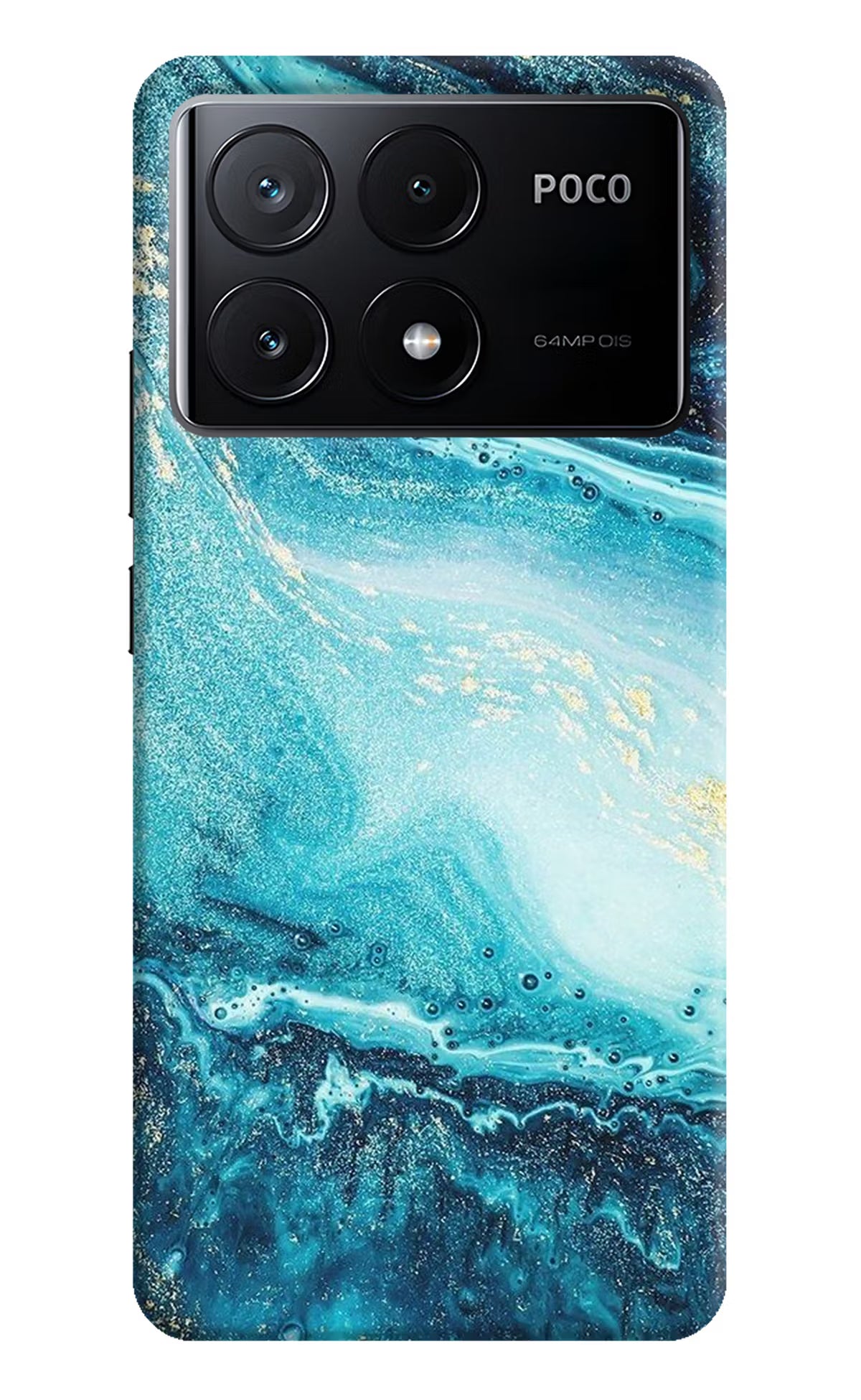 Blue Glitter Marble Poco X6 Pro Hard Case Back Cover by Casekaro