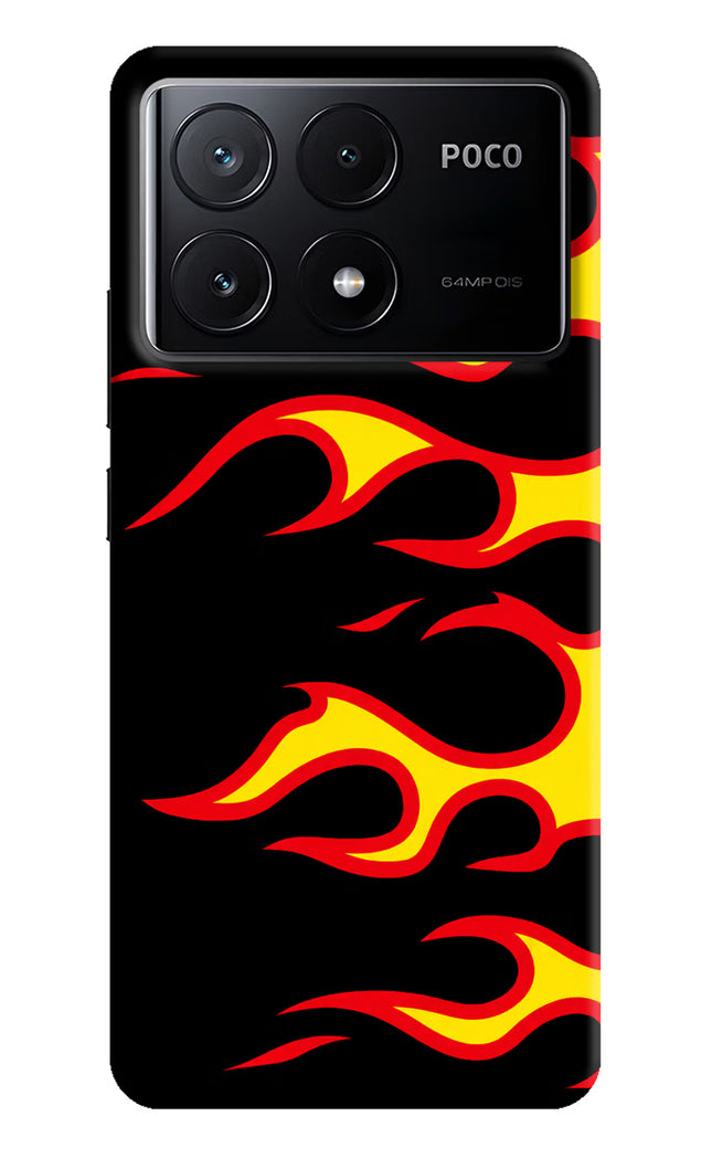 Side Sweep Flames Poco X6 Pro Hard Case Back Cover by Casekaro