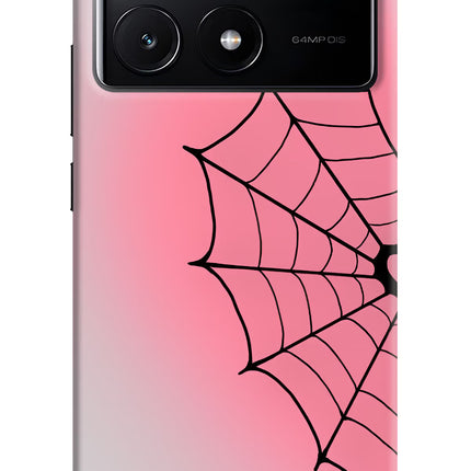 Pink Web Poco X6 Pro Hard Case Back Cover by Casekaro