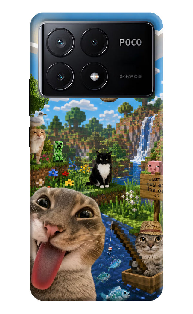 Minecraft Cat Chaos Poco X6 Pro Hard Case Back Cover by Casekaro