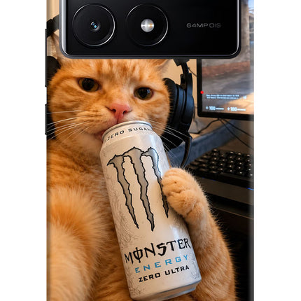 Gamer Cat Energy Poco X6 Pro Hard Case Back Cover by Casekaro