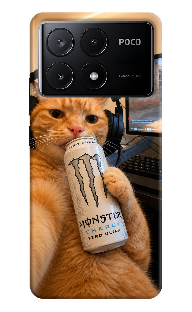 Gamer Cat Energy Poco X6 Pro Hard Case Back Cover by Casekaro