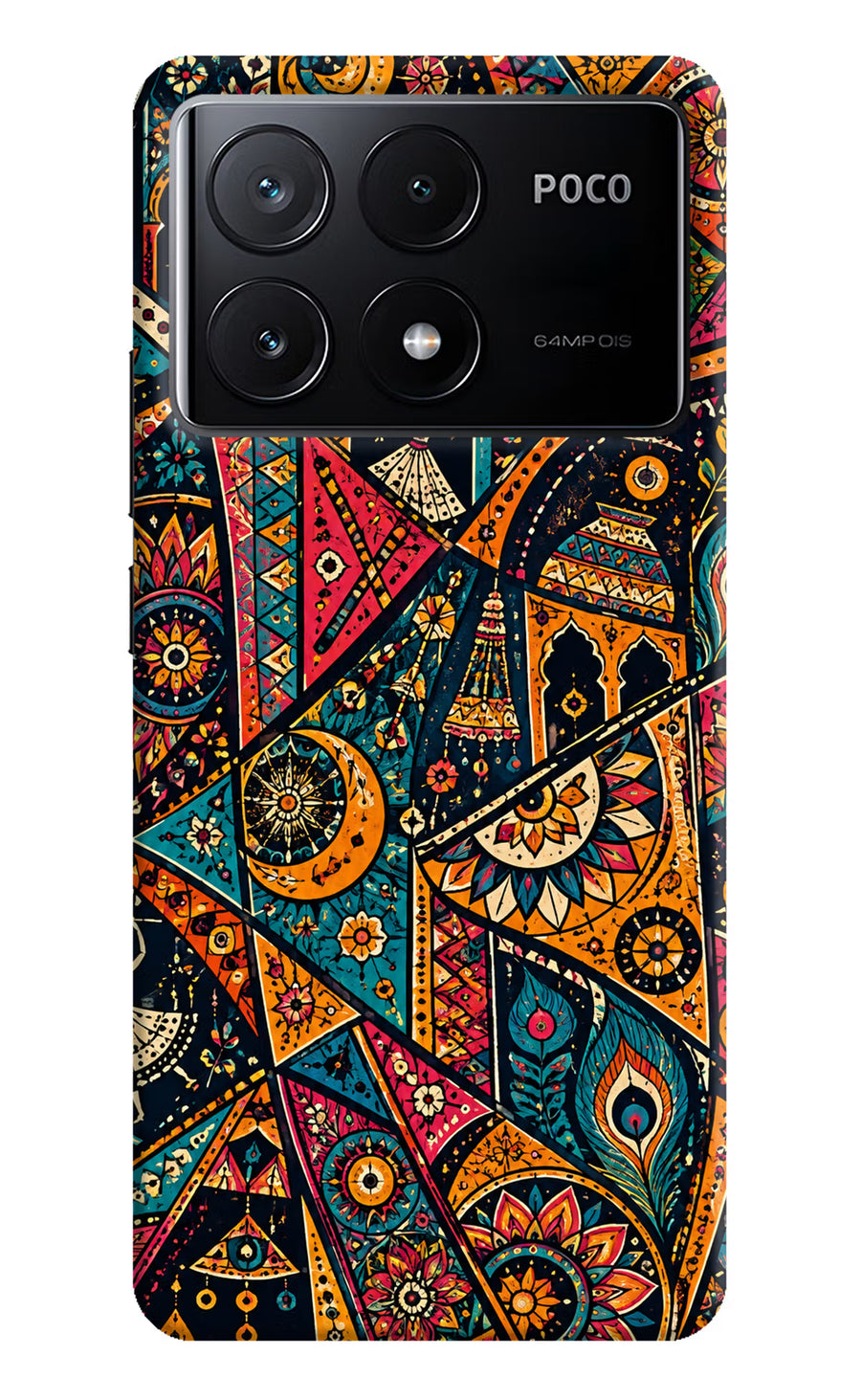 Folk Print Poco X6 Pro Back Cover, Hard case