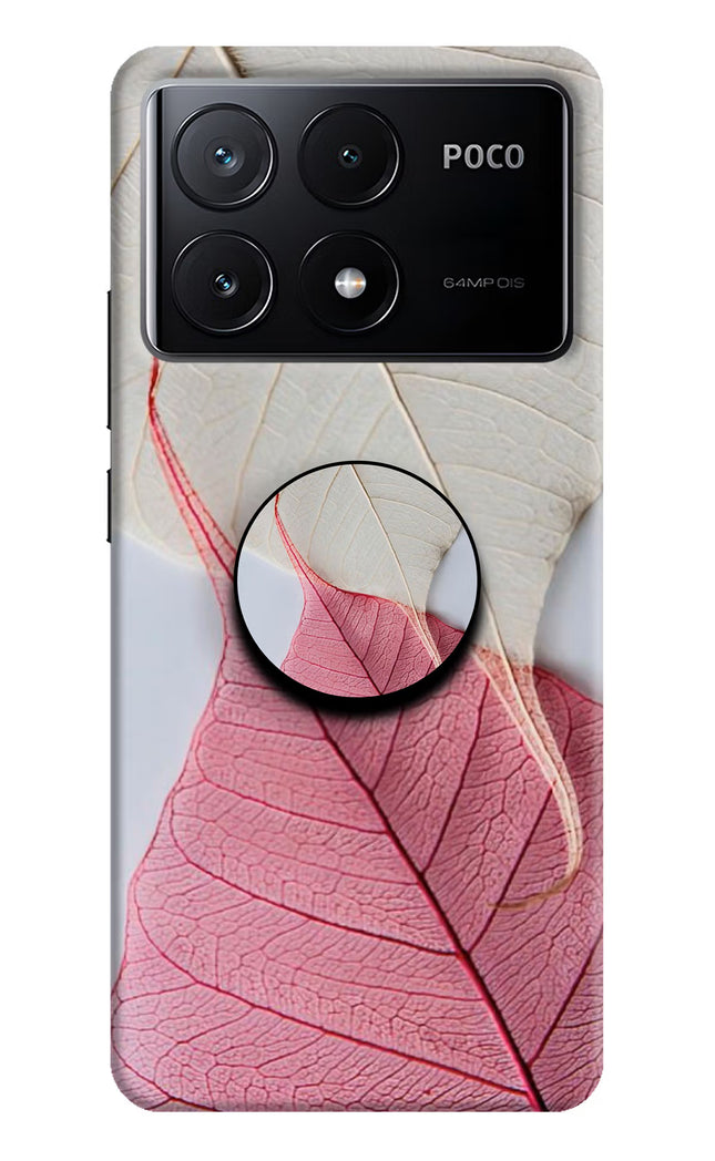 White Pink Leaf Poco X6 Pro Pop Case by Casekaro