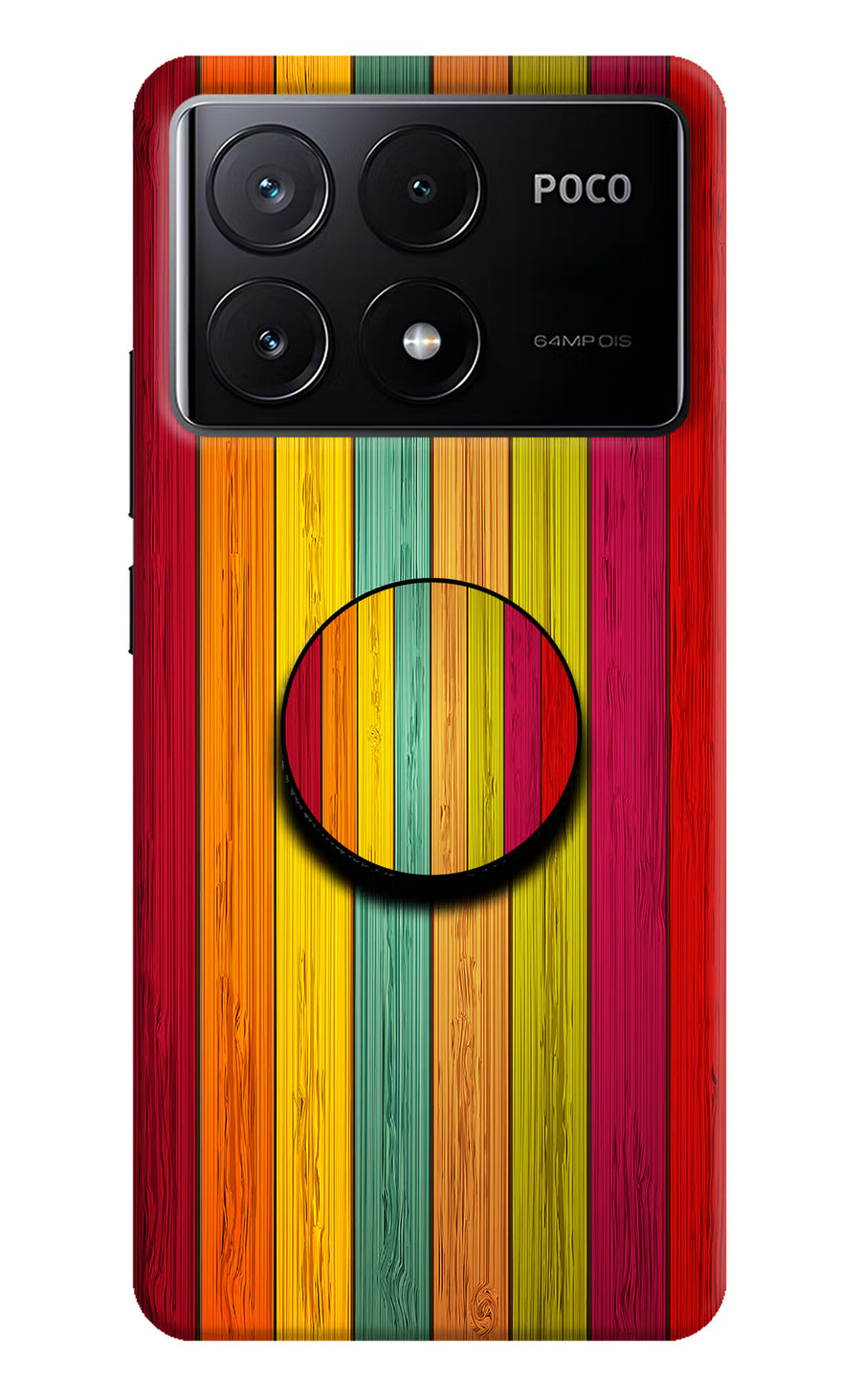 Multicolor Wooden Poco X6 Pro Pop Case, Hard case