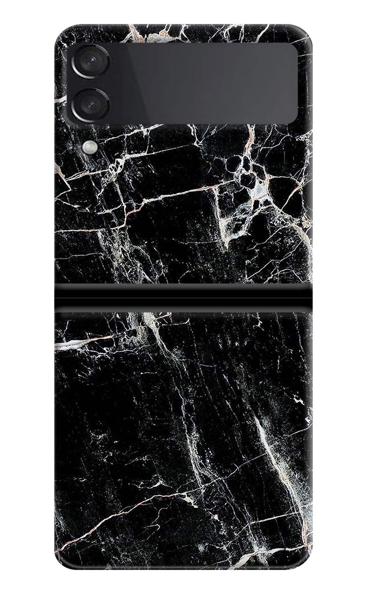 Black Marble Texture Samsung Galaxy Z Flip3 Back Cover