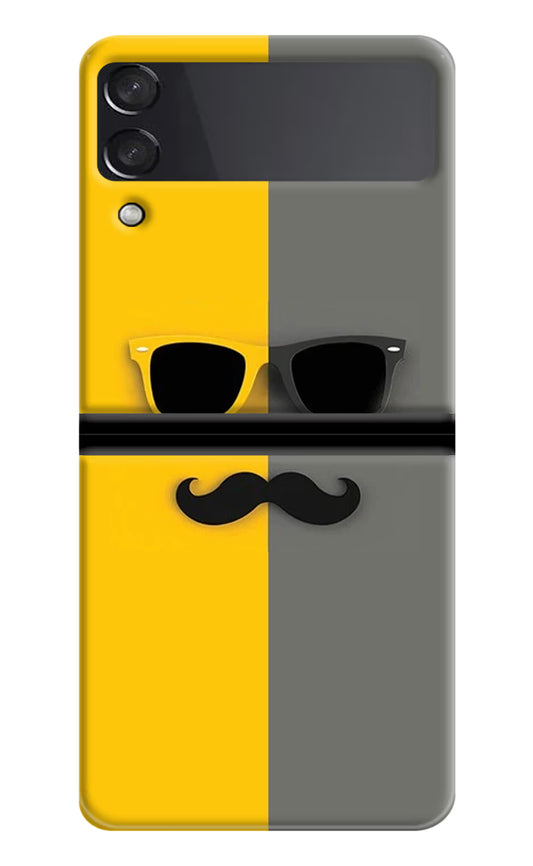 Sunglasses with Mustache Samsung Galaxy Z Flip3 Hard Case Back Cover by Casekaro