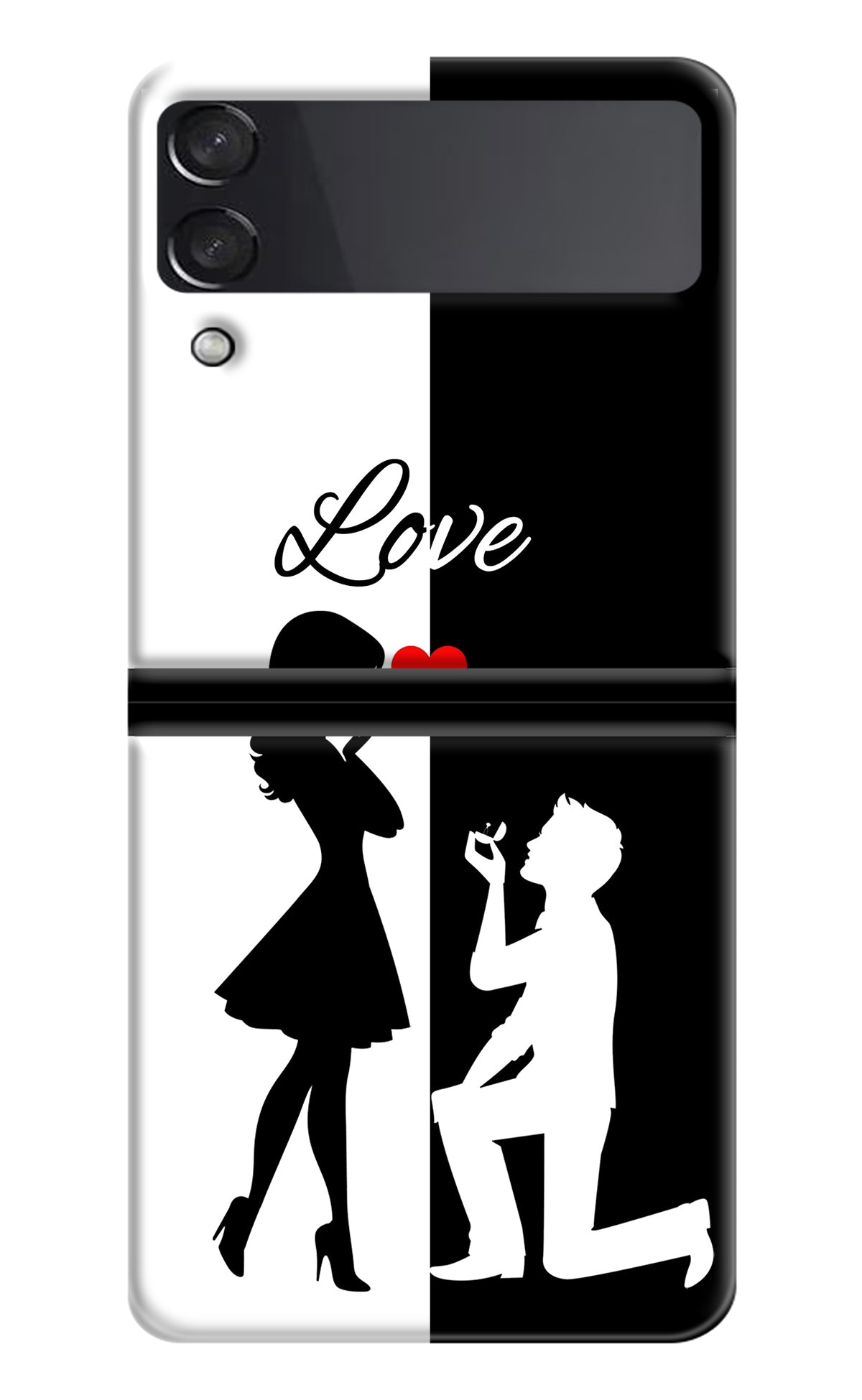 Love Propose Black And White Samsung Galaxy Z Flip3 Back Cover