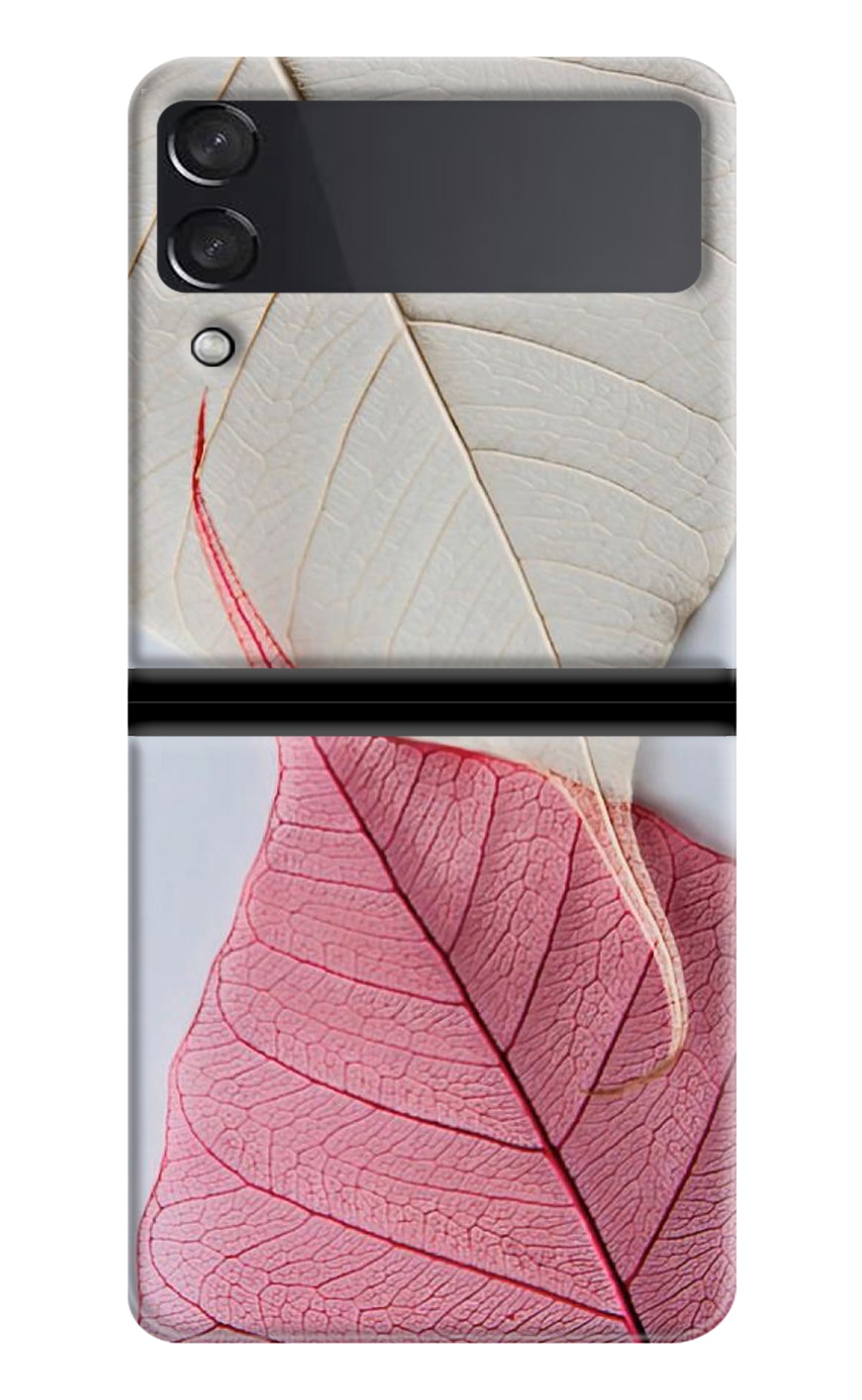 White Pink Leaf Samsung Galaxy Z Flip3 Back Cover