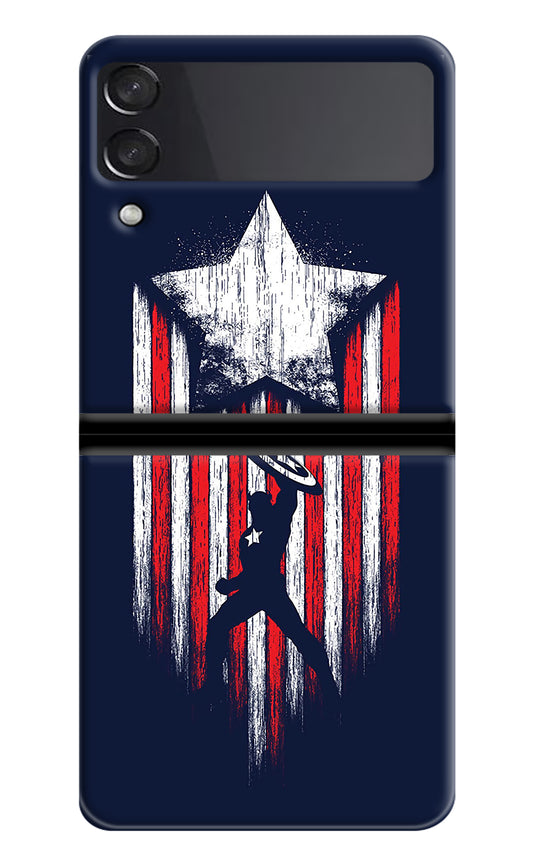 Captain America Marvel Art Samsung Galaxy Z Flip3 Back Cover