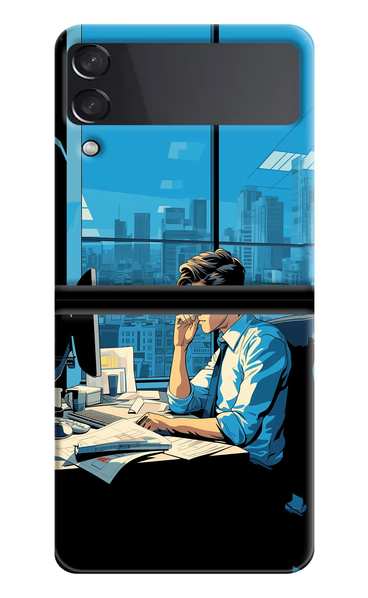 Focused Hustler (AI Generated) Samsung Galaxy Z Flip3 Hard Case Back Cover by Casekaro